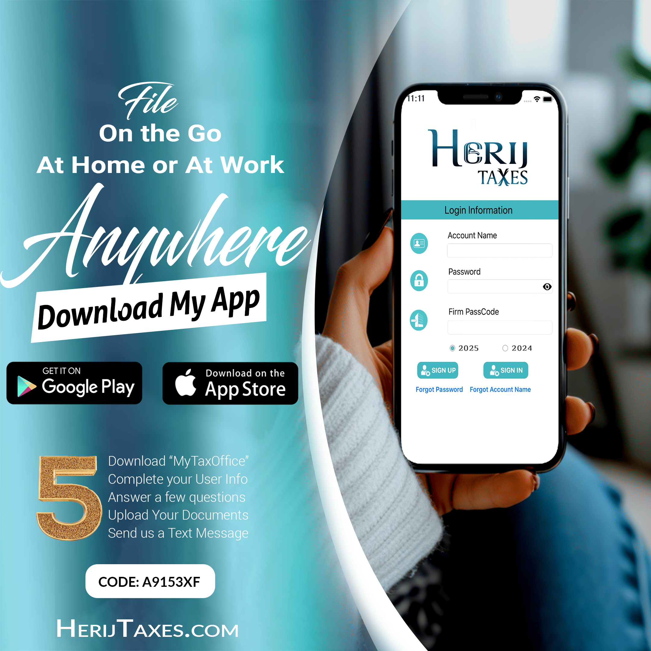 Download Herij Taxes Mobile App from any store