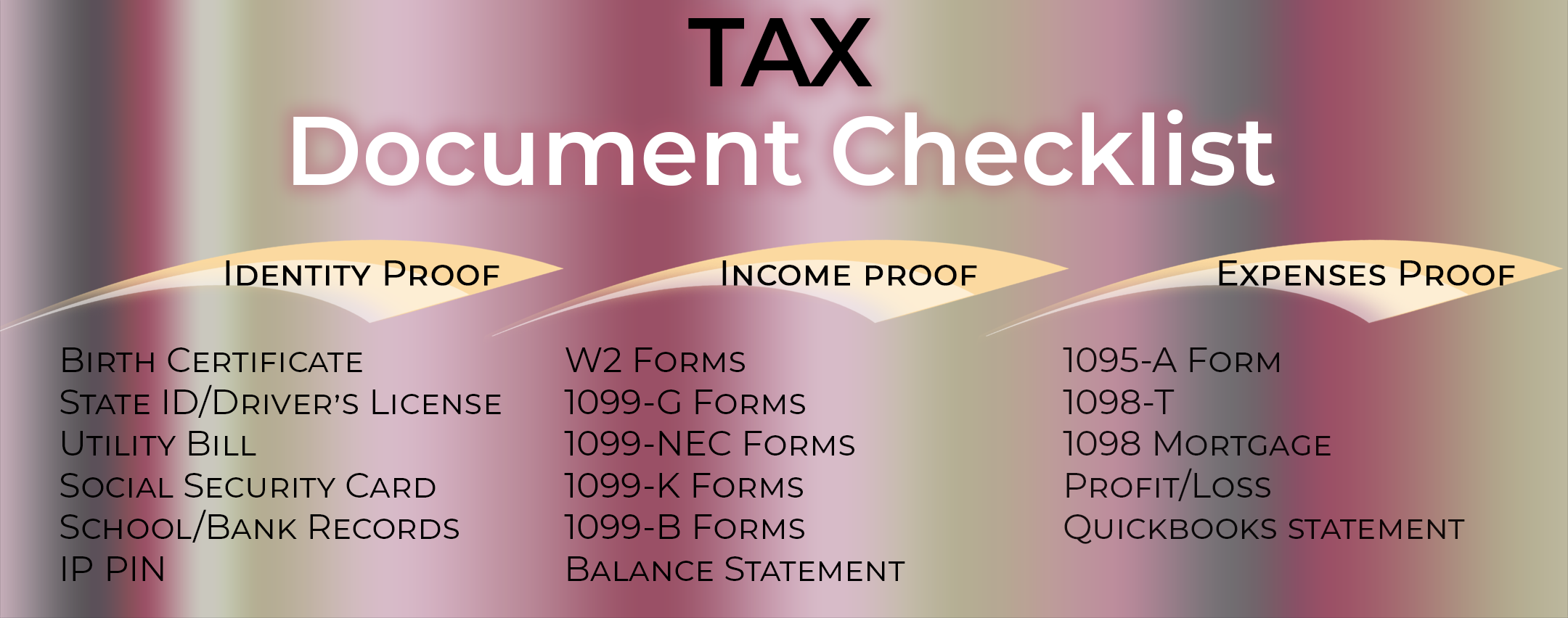 Tax Document Checklist File My Taxes Today