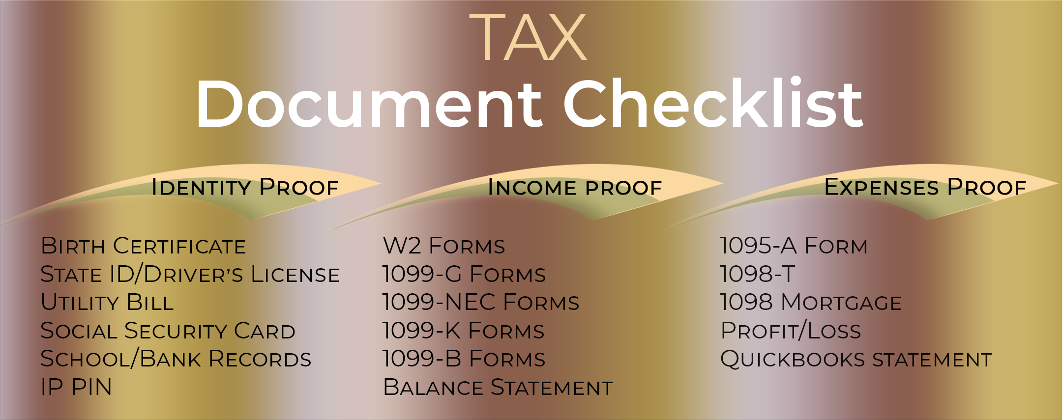 Tax Document Checklist File My Taxes Today