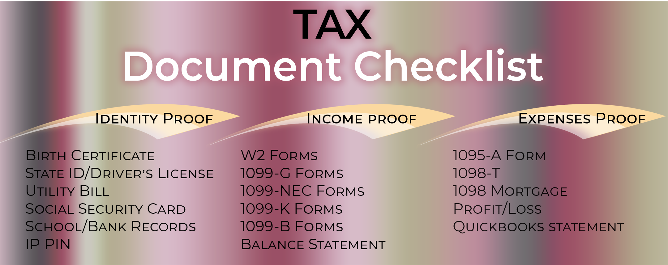 Tax Document Checklist File My Taxes Today