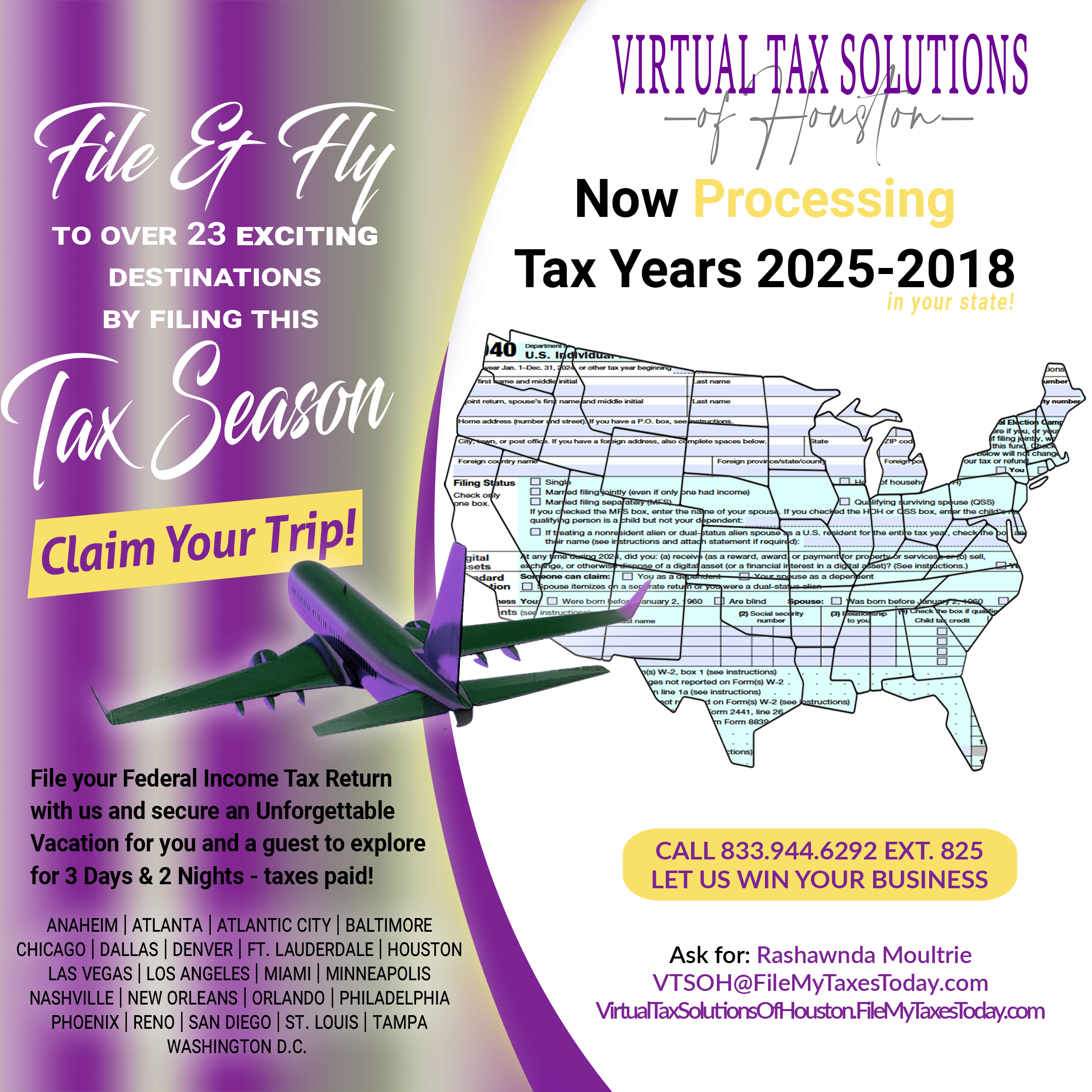 File and Fly In Any State with Virtual Tax Solutions of Houston