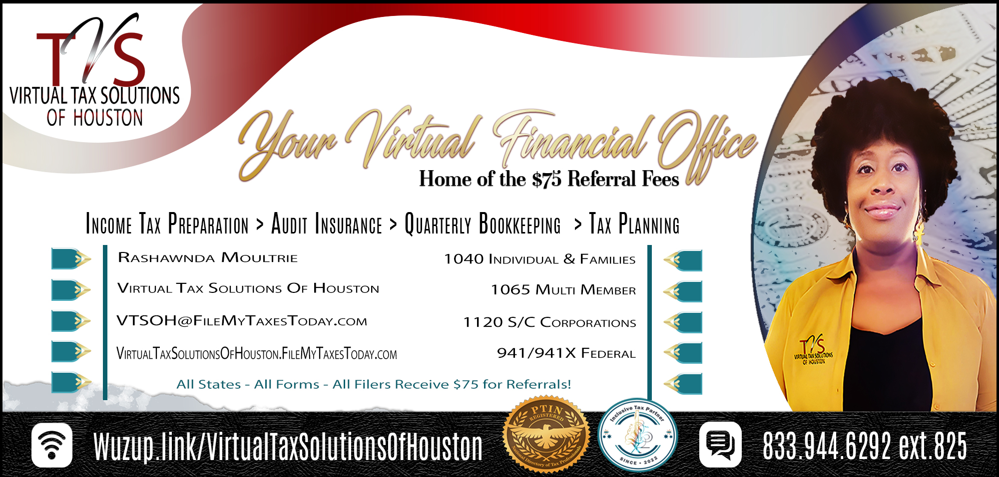Virtual Tax Solutions of Houston Business Card